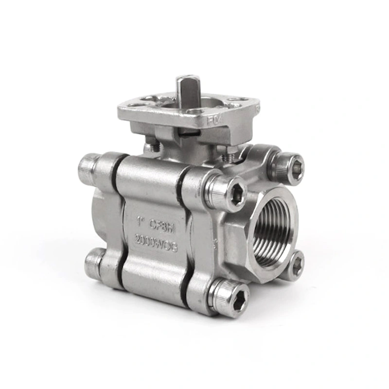 3PC Ball Valve 2000WOG na may ISO 5211 Base para sa Actuator