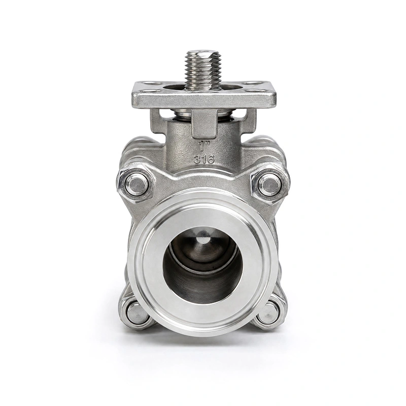 3PC na Ganap na Naka-encapsulated na Tri-clamp Ball Valve na may ISO 5211 Mounting Pad